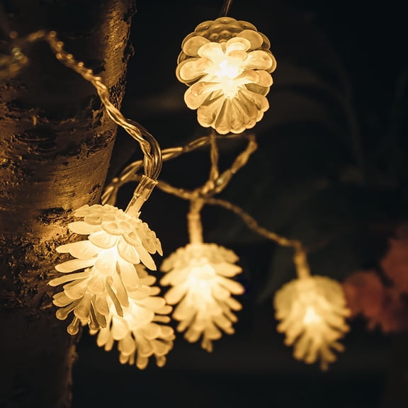 Christmas Pinecone String Lights 9.85FT 20 LED Clear Pine Cone String Lights Battery Powered Xmas Fairy Decorative Lights String for Indoor Party Patio Wedding Christmas Tree Garden