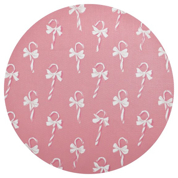 Christmas Pink Candy Cane with Bows PVC Round Grid Placemat Table Mat 1 Pc 15.4" x 15.4"