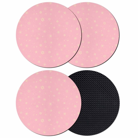 Christmas Pink Coasters Set of 4, Absorbent Coasters for Drinks, Winter Snowflakes Xmas Retro Coaster for Desk Coffee Table Protection, Home Decor House Warming Gifts 4"