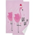 thumbnail image 1 of Christmas Pink Flamingo Hand Towels 2 PCS, Xmas Ho Ho Ho Kitchen Towel Ultra Soft and Highly Absorbent,Decorative Fingertip Face Towel for Bathroom Hotel, 28.3"x 14.4", 1 of 6