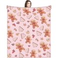 thumbnail image 1 of Christmas Pink Gingerbread Blankets Christmas Throw Blanket 60 x 50 Inches Star Candy Cane Christmas Tree Flannel Soft Large Thick Blanket for Christmas Bed Sofa Couch Home Decor, 1 of 1