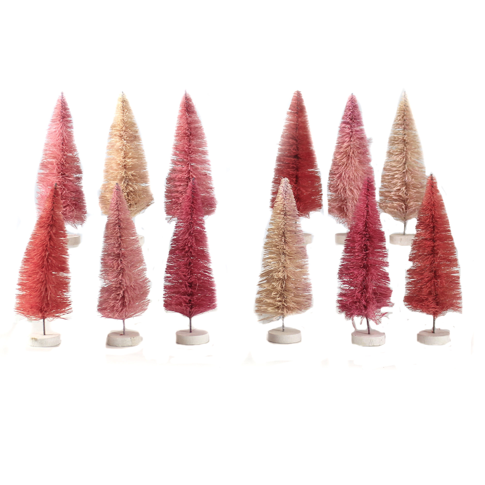 RAZ Imports Snowy Bottle Brush Trees With Ornaments - Set Of 3, 15", 12", 9" For Christmas Village & Decor