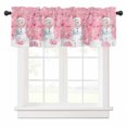 thumbnail image 1 of Christmas Pink Snowman Valances for Windows Xmas Balls Snowflake Rod Pocket Curtain Valance Window Treatment Short Curtains for Kitchen Living Room, 60"x14", 1 of 5