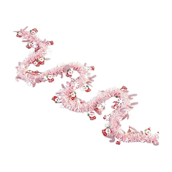 Christmas Pink Tassel Garland, Candy Cane Patterned Strands, Christmas Decorations Indoor Decor for Tree Stair Mantel