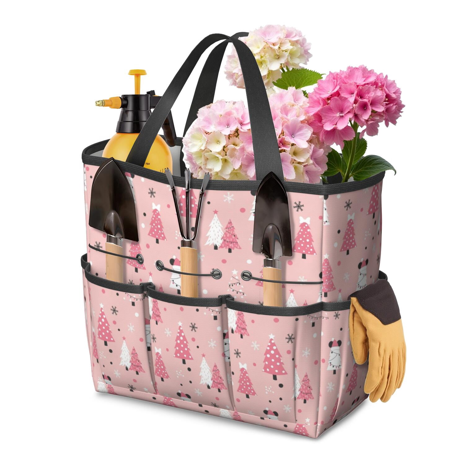 Christmas Pink Tree Snow Dot Pattern Garden Tool Bag, Garden Supply ...