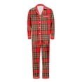 thumbnail image 1 of Christmas Pjs Christmas Family Matching Dad Pajama Set Long Sleeve Turn Down Collar Full Length Pants Soft Satin Cozy Holiday Sleepwear For Dad Red L, 1 of 5