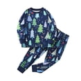 thumbnail image 1 of Christmas Pjs Kids Cute Christmas Tree Print Holiday Sleepwear Long Sleeve Crew Neck Nightwear Set Boys Size 7-8 Years Pajamas, 1 of 7