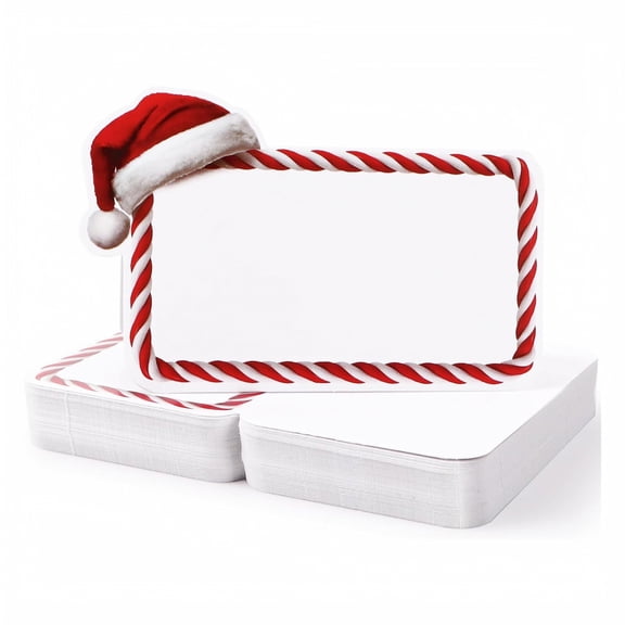 Christmas Place Cards 50 Pack, Holiday Table Seating Cards with Santa Hat Design, Coated Paper Name Cards for Christmas Dinner Party and Event Seating, for Festive Table Organization