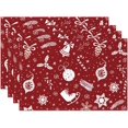 thumbnail image 1 of Christmas Place Mats Set of 6 Snow Berry Christmas Decoration Ball Snow Boots Bell Decoration Table Mat Holiday Home Kitchen Table Mat Decoration 12x18 Inch, 1 of 6