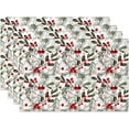 thumbnail image 1 of Christmas Place Mats Set of 6 Red Berries Christmas Tree Leaves Table Mat Holiday Home Kitchen Table Mat Decoration 12x18 Inch, 1 of 6
