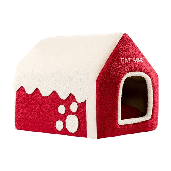 Christmas Place Winter Warm All Season All-Purpose House Bed House Villa Closed Winter Dog House Pet 15.35 X 12.6 X 13.39 Inches Cloth Material