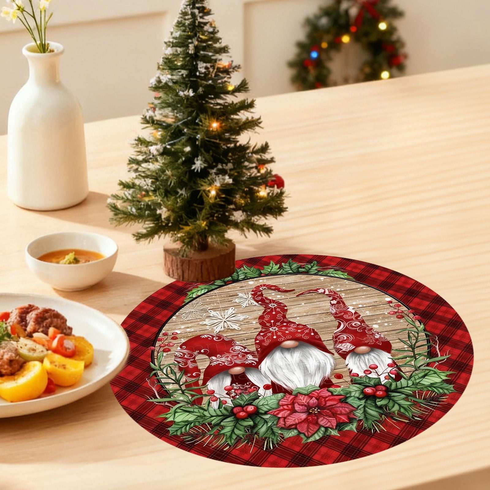 Christmas Placemat 1 Piece 15x15 Inches Winter Christmas Table Mat Heat ...