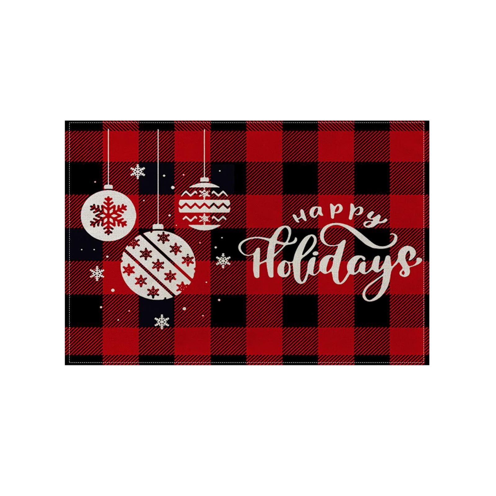 Christmas Placemat Cotton Linen Tablecloth Thermal Mat Kitchen Table