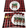 thumbnail image 1 of Christmas Placemat for Dinning,Red Black Buffalo Plaid Check Table Placemat Set of 6-Cotton Linen Waterproof Cloth Table Mat-Truck Xmas Tree Place Mat,Washable Easy Clean Fabric,Holiday Dinner Decor, 1 of 5