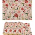 thumbnail image 1 of Christmas Placemat Pink Florals Table Mat Washable Kitchen Heat Resistant Non-Slip Linen Place Mats for Dining Table Party Decoration Set of 4, 12x18 Inch, 1 of 6