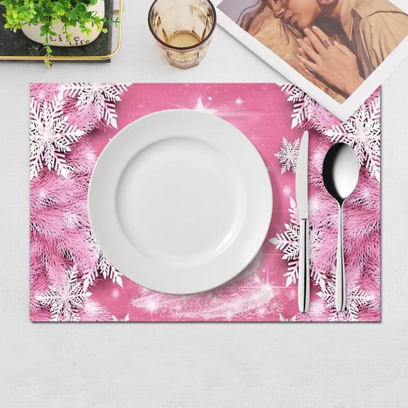 Christmas Placemat Set of 4 Table Mats for Home Living Room Dining Decoration Holiday Gathering Family Dinner Easy Clean Spill Resistant Gift Idea