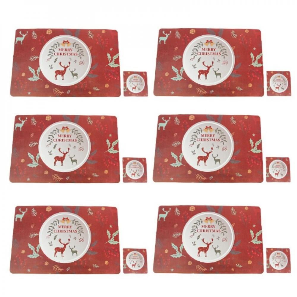 Christmas Placemat Set of 6 Christmas Tree with Snowflake Heat
