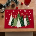 thumbnail image 1 of Christmas Placemats 11.81x17.72 Inch , Xmas Trees Snowflakes Winter Seasonal Holiday Farmhouse Kitchen Dining Table Decoration for Indoor Outdoor Dinner Party Décor (Red), 1 of 5