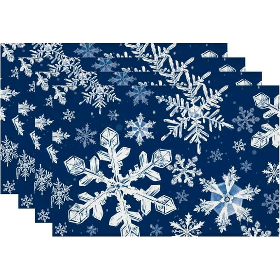 Christmas Placemats 12''''x18'''' Set of 4, Snowflake Decorations Christmas Runner for Table Seasonal Chriatmas Winter Holiday Decor Dining Table Decorations