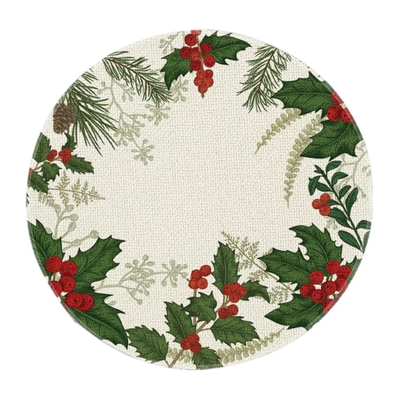 Christmas Placemats Christmas Round Placemats Winter Placemats Washable Dining Table Mats for Holiday Parties Dinner Home Kitchen Decor