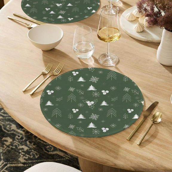 Christmas Placemats | Green Forest | Holiday Dinner Table Decor | 4 Pack