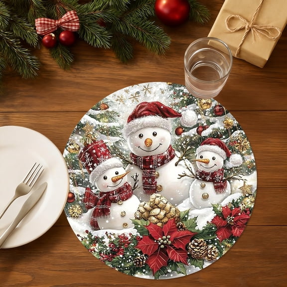 Christmas Placemats,Reusable Washable Placemats,15x15 Inches Winter Christmas Table Mat Heat Insulated And Dirt Resistants Suitable For Party Kitchen Restaurant Decoration.