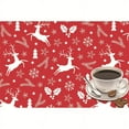 thumbnail image 1 of Christmas Placemats Set of 2/4/6 Place Mats Indoor Plastic Vinyl Red Placemats Christmas Table Mats Washable Wipeable Rectangle Placemats for Kitchen Dining Party Decor, 1 of 20