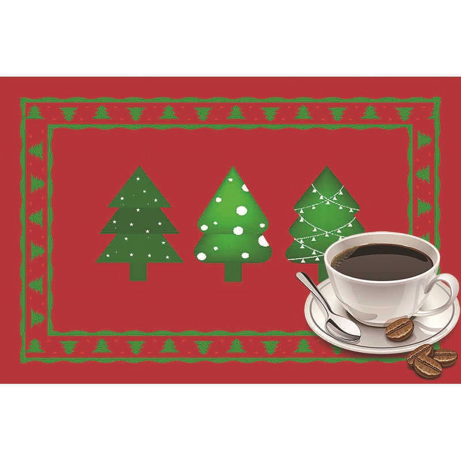 Christmas Placemats Set of 2/4/6 Place Mats Indoor Plastic Vinyl Red
