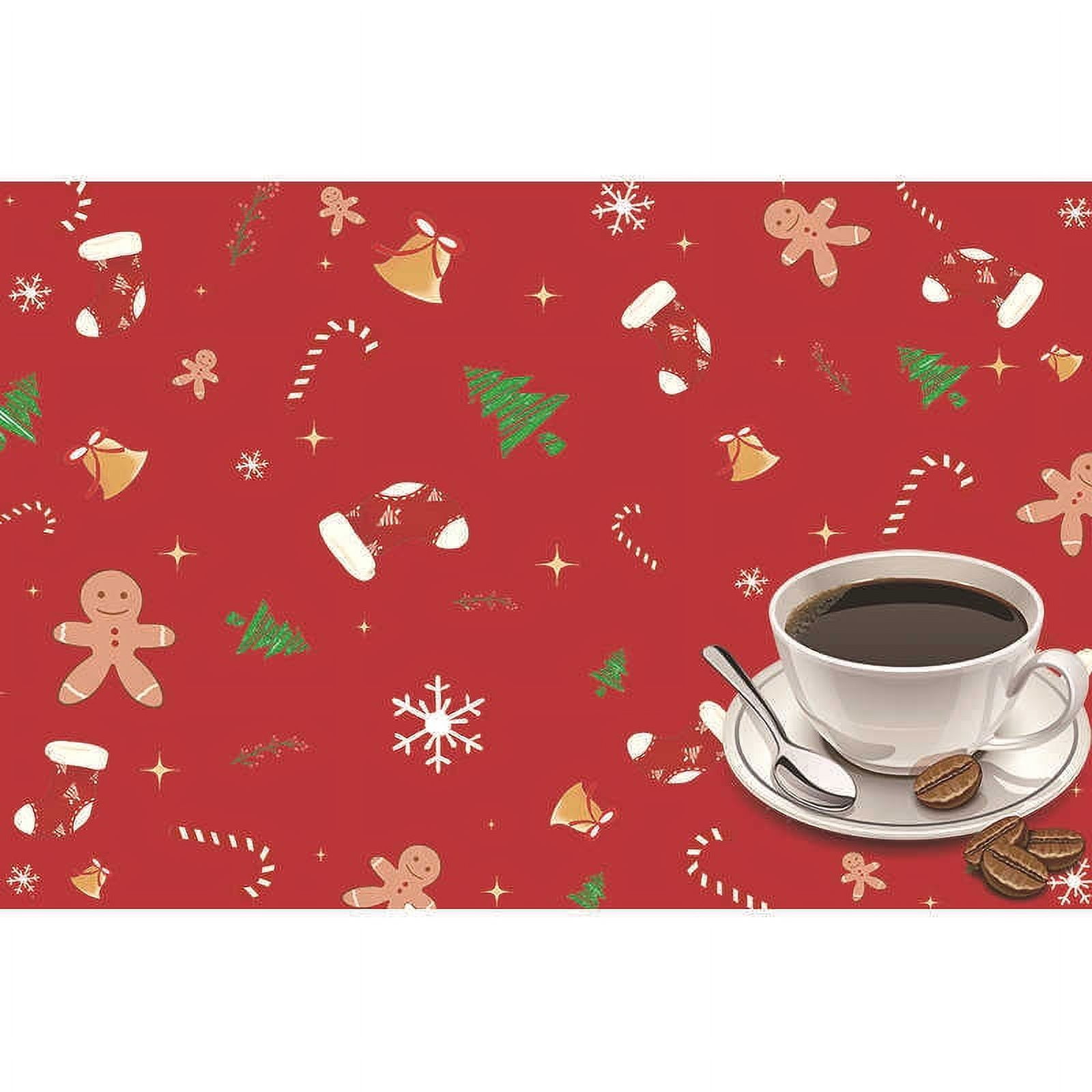Christmas Placemats Set of 2/4/6 Place Mats Indoor Plastic Vinyl Red