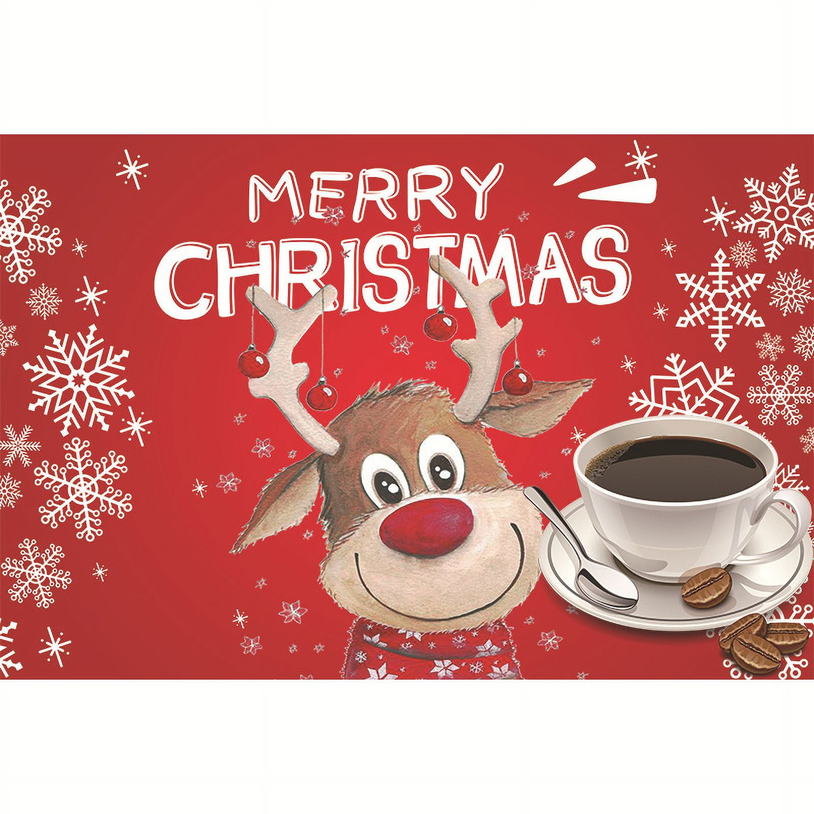 Christmas Placemats Set of 2/4/6 Place Mats Indoor Plastic Vinyl Red Placemats Christmas Table