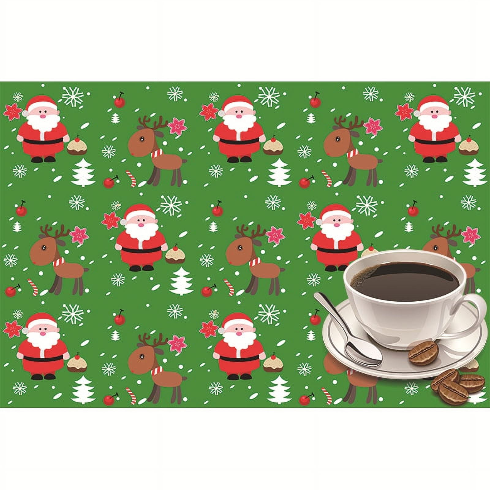 Christmas Placemats Set of 2/4/6 Place Mats Indoor Plastic Vinyl Red