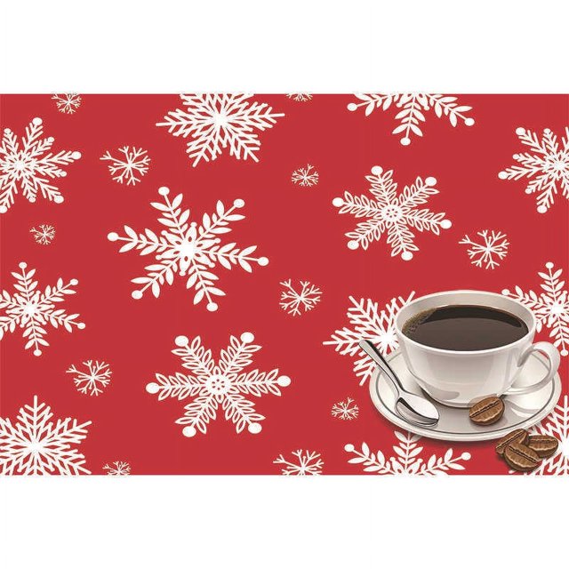 Christmas Placemats Set of 2/4/6 Place Mats Indoor Plastic Vinyl Red