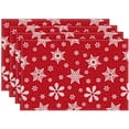 thumbnail image 1 of Christmas Placemats Set of 4, 12x18 Inch Red Winter Xmas Snowflakes Farmhouse Seasonal Heat Resistant Table Mats for Dining Kitchen Birthday Party Holiday Decor, 1 of 6
