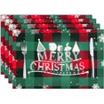 thumbnail image 1 of Christmas Placemats Set of 4 Buffalo Plaid Snowflake Placemats for Dining Table Waterproof Table Mats Holiday for Christmas Table Decorations Red and Green 12 × 18 inch, 1 of 7