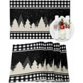 thumbnail image 1 of Christmas Placemats Set of 4 Christmas Tree Snowflake Christmas Placemats for Dining Table Black and White Plaid Table Mat Winter Holiday Home Party Kitchen Table Decorations, 1 of 1