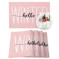 thumbnail image 1 of Christmas Placemats Set of 4, Hello Winter Place Mats Pink Christmas Placemat Table Decoration for Kitchen Table Dinner Xmas Holiday Party Home Decor Indoor Outdoor 13x19 Inch, 1 of 9