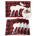 thumbnail image 1 of Christmas Placemats Set of 4, Moose Reindeer Place Mats Red Buffalo Check Plaid Snowflake Placemat Table Decoration for Kitchen Table Dinner Xmas Holiday Party Home Decor Indoor Outdoor 13x19 Inch, 1 of 9