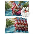 thumbnail image 1 of Christmas Placemats Set of 4, Santa Claus Place Mats Pool Palm Tree Beach Placemat Table Decoration for Kitchen Table Dinner Xmas Holiday Party Home Decor Indoor Outdoor 13x19 Inch, 1 of 9