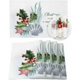 thumbnail image 1 of Christmas Placemats Set of 4 Seashell Starfish Christmas Placemats for Dining Table Christmas Berry Leaf Table Mat Winter Holiday Home Party Kitchen Table Decorations, 1 of 6