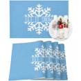 thumbnail image 1 of Christmas Placemats Set of 4 Snowflake Hello Winter Christmas Placemats for Dining Table Blue Table Mat Winter Holiday Home Party Kitchen Table Decorations, 1 of 1