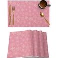 thumbnail image 1 of Christmas Placemats Set of 4, Snowflake Placemat for Dining Table Decorations, Cotton Linen Pink Place Mats, Xmas Table Mats for Kitchen Dinner Holiday Party Decor Gift, 1 of 5