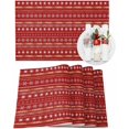 thumbnail image 1 of Christmas Placemats Set of 4 Snowflake Stripes Christmas Placemats for Dining Table Boho Style Red Table Mat Winter Holiday Home Party Kitchen Table Decorations, 1 of 6