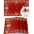 thumbnail image 1 of Christmas Placemats Set of 4 Snowflake White Gold Christmas Placemats for Dining Table Red Table Mat Winter Holiday Home Party Kitchen Table Decorations, 1 of 6