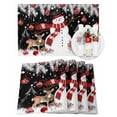 thumbnail image 1 of Christmas Placemats Set of 4, Snowman Christmas Balls Place Mats Silver Pine Tree Branch Deer Black Placemat Table Decoration for Kitchen Table Dinner Xmas Party Decor Indoor Outdoor 13x19 Inch, 1 of 9