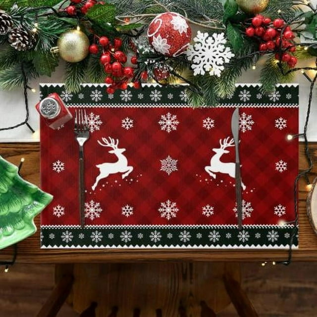 Christmas Placemats Set of 4 Table Mats for Dining Party Table Place