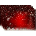 thumbnail image 1 of Christmas Placemats Set of 4 Washable 12 x 18 Inches Winter Placemats Red White Snowflake Table Placemats Linen Non-Slip Heat Resistant Xmas Red Table Mats for Home Holiday Party Kitchen Table Decor, 1 of 6