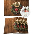 thumbnail image 1 of Christmas Placemats Set of 4 Western Texas Star Christmas Wreath Christmas Placemats for Dining Table Cowboy Hat Table Mat Winter Holiday Home Party Kitchen Table Decorations, 1 of 6