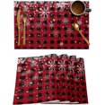 thumbnail image 1 of Christmas Placemats Set of 4, White Snowflake Placemat for Dining Table Decorations, Cotton Linen Red and Black Buffalo Plaid Place Mats, Xmas Table Mats for Kitchen Dinner Holiday Party Decor Gift, 1 of 6