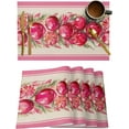 thumbnail image 1 of Christmas Placemats Set of 4, Xmas Ball Poinsettia Petals Placemat for Dining Table Decorations, Cotton Linen Pink Stripes Place Mats, Xmas Table Mats for Kitchen Dinner Holiday Party Decor Gift, 1 of 6
