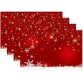 thumbnail image 1 of Christmas Placemats Set of 4, Xmas White Snowflake and Red Background Table Mat Placemat Heat Resistant Non Slip Line for Holiday Party Dining Table Kitchen Decor 18" x 12", 1 of 7